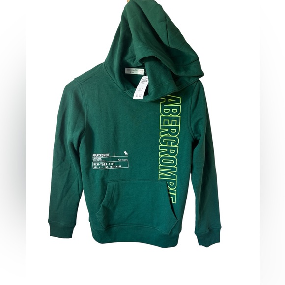 NWT Abercombie Kids hoodie in size 11/12 Green w/kangaroo pocket - Picture 1 of 6